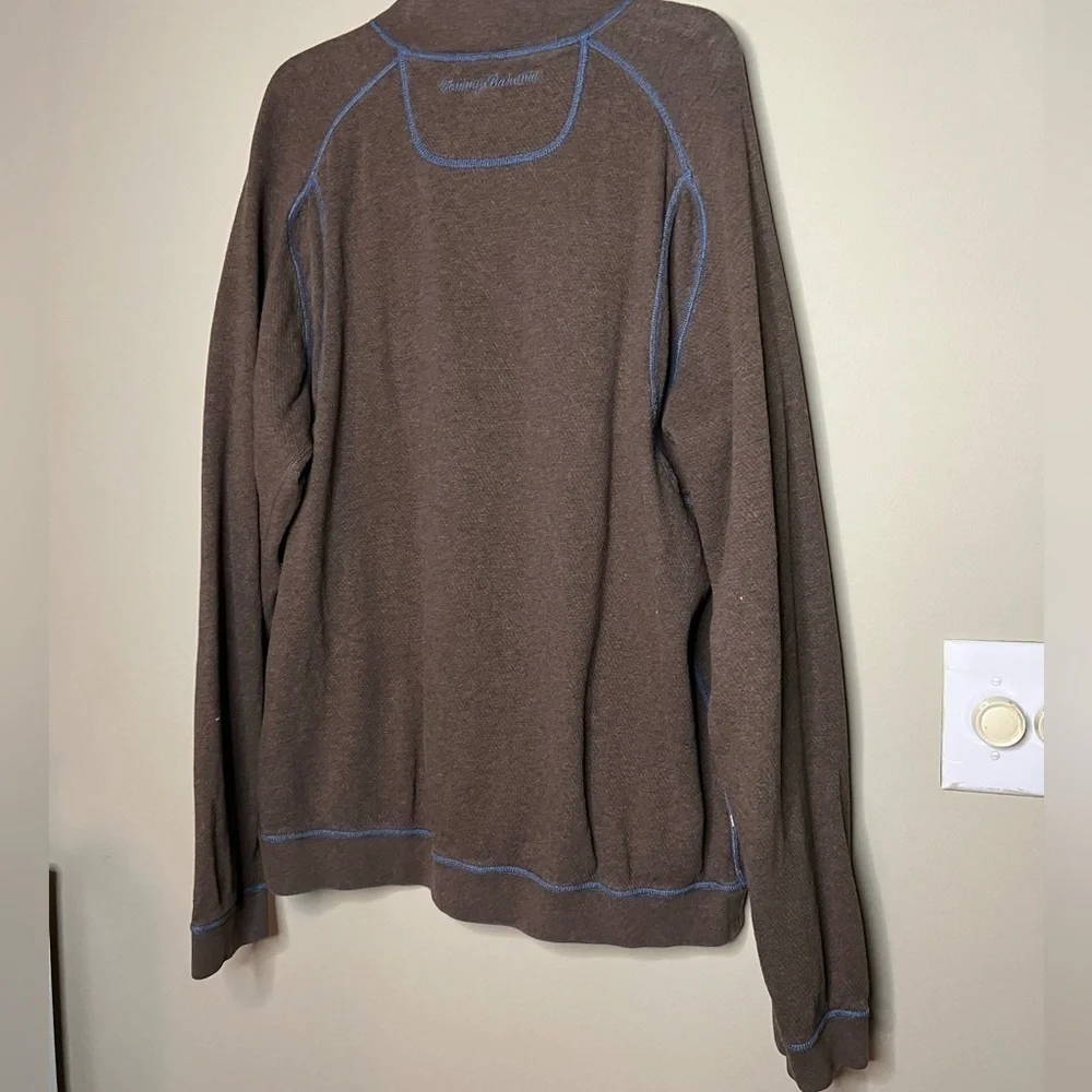 Tommy Bahama Flip shore Half Zip Reversible Pullover Blue Brown L/XL